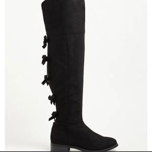 Back Bow Knee High Boots
